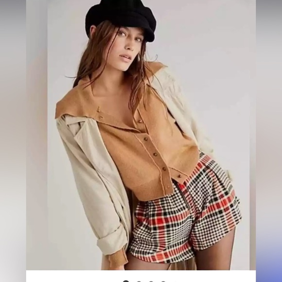 Free people plaid front zip shorts - Picture 5 of 6